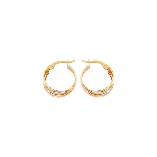 18ct gold Tricolor hoop earrings