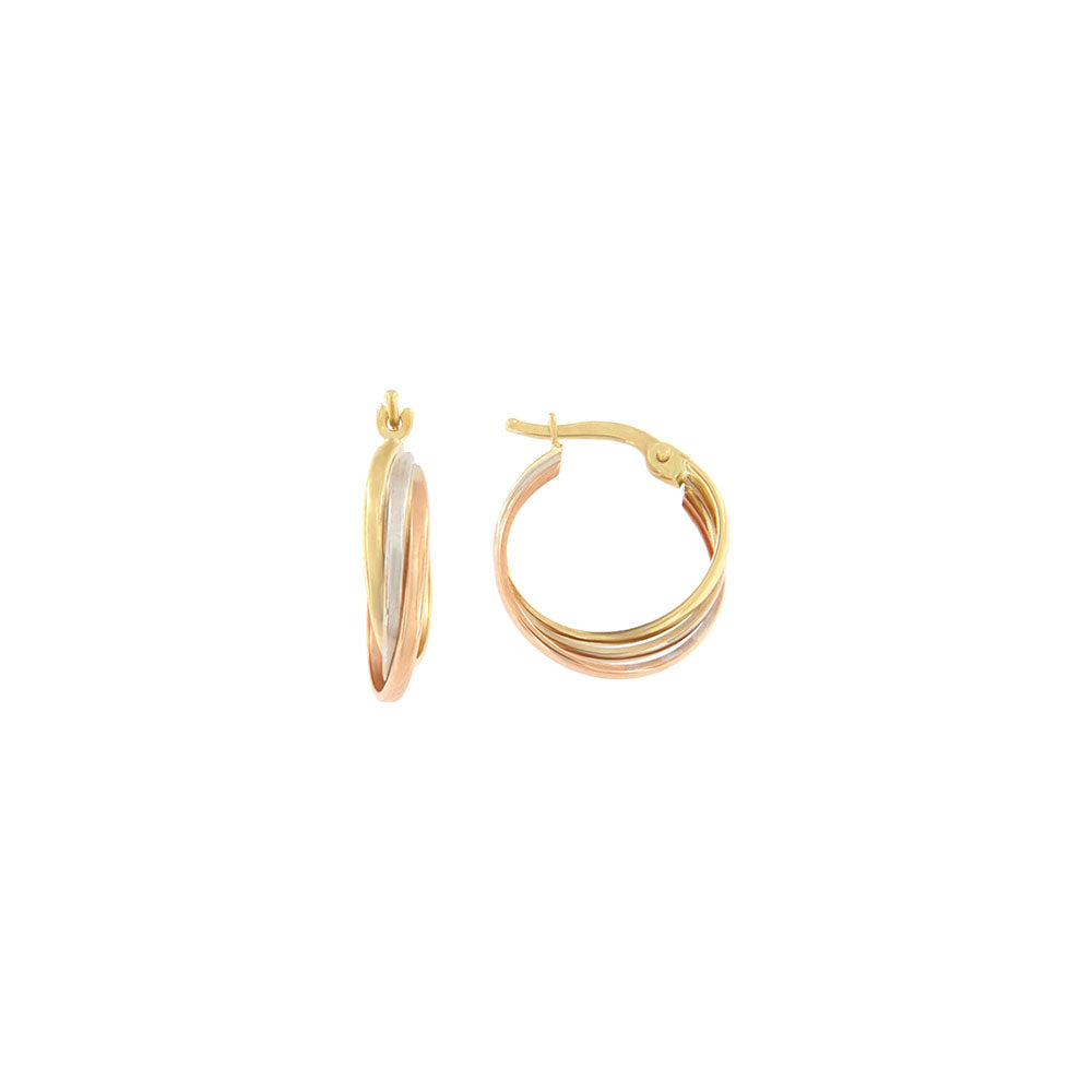 18ct gold Tricolor hoop earrings