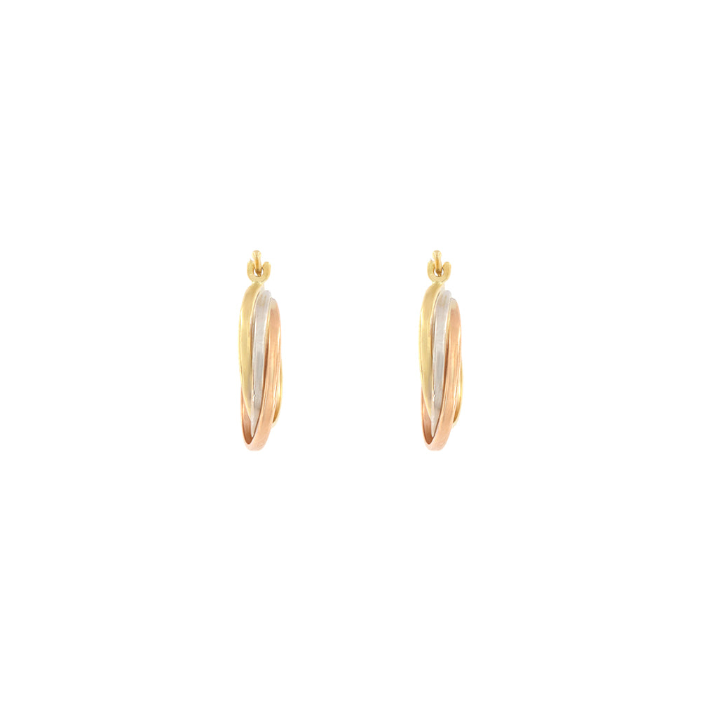 18ct gold Tricolor hoop earrings