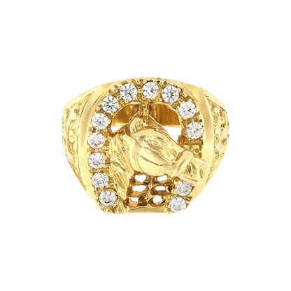 18ct gold Horseshoe and horse ring