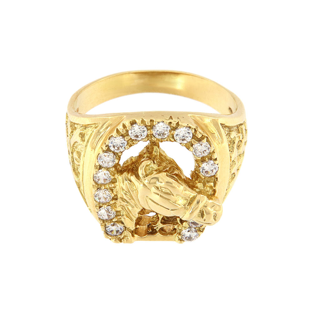 18ct gold Horseshoe and horse ring