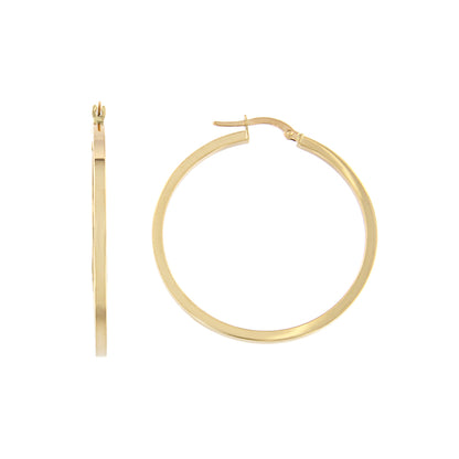 18ct gold Square edge hoop earrings