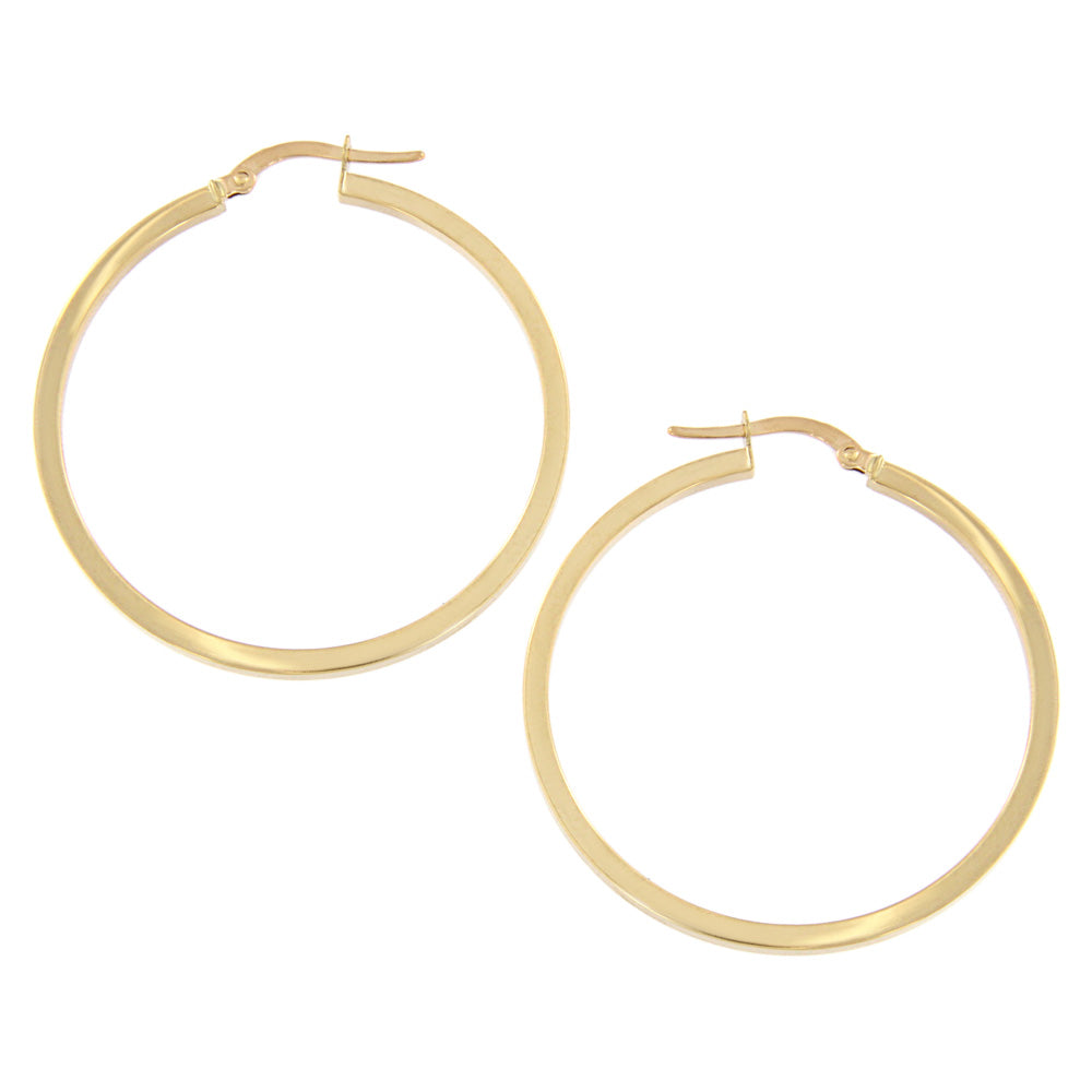 18ct gold Square edge hoop earrings