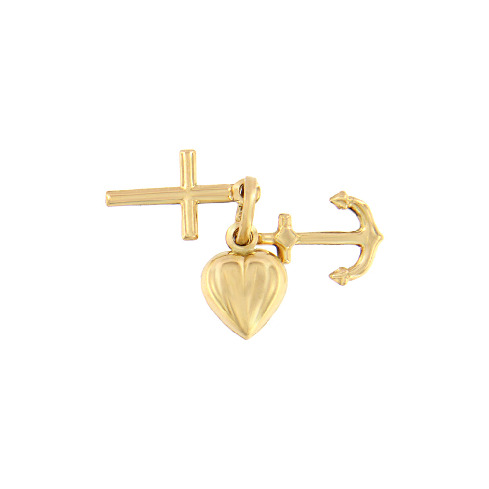 18ct gold Cross, Heart and Anchor pendant