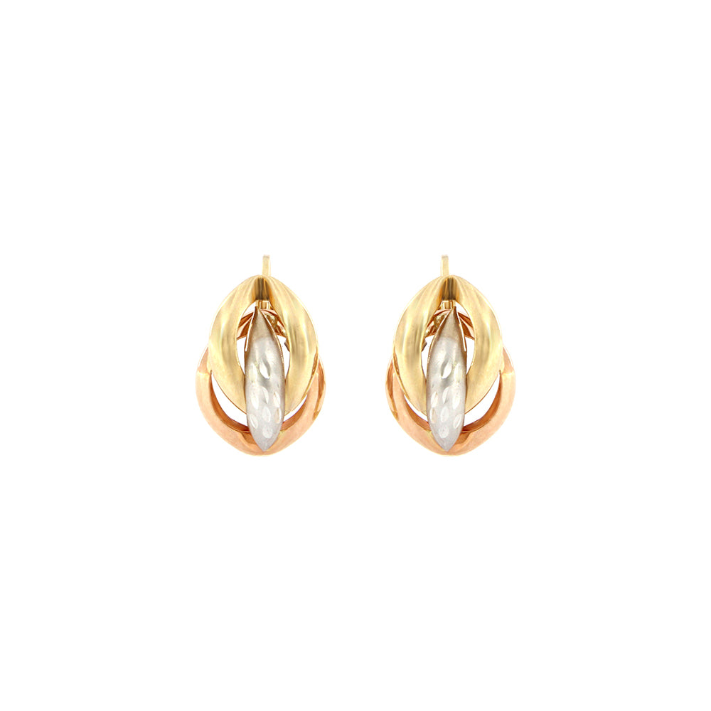 18ct gold Three colour earrings