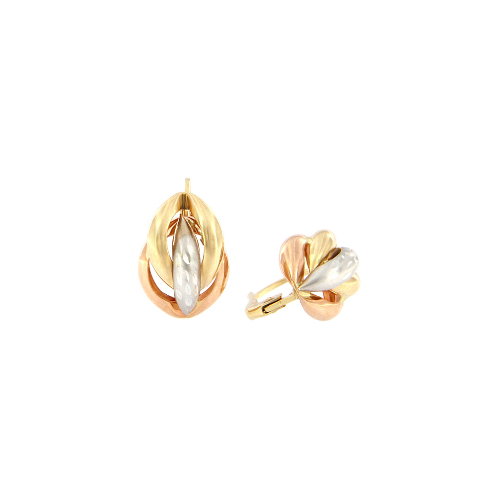 18ct gold Three colour earrings