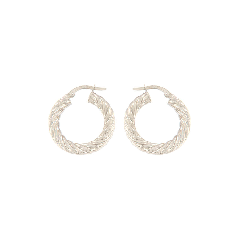 18ct gold White striped hoop earrings