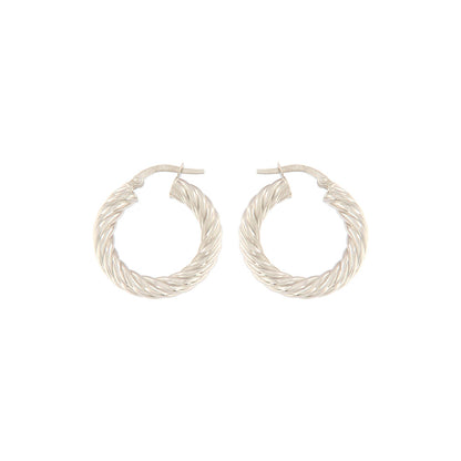 18ct gold White striped hoop earrings