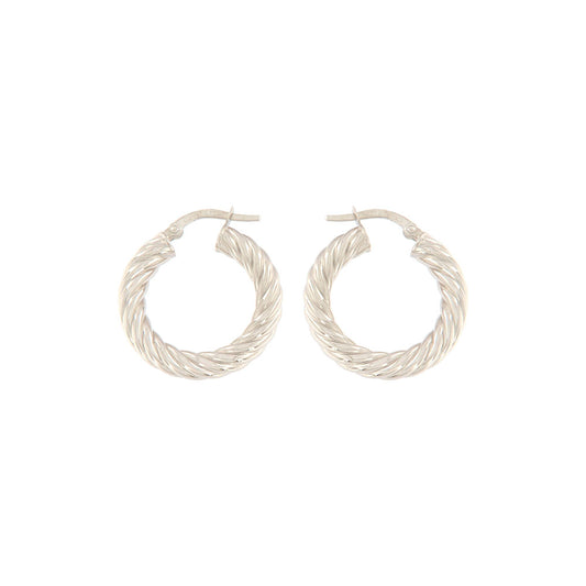 18ct gold White striped hoop earrings