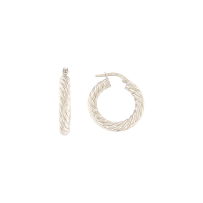 18ct gold White striped hoop earrings