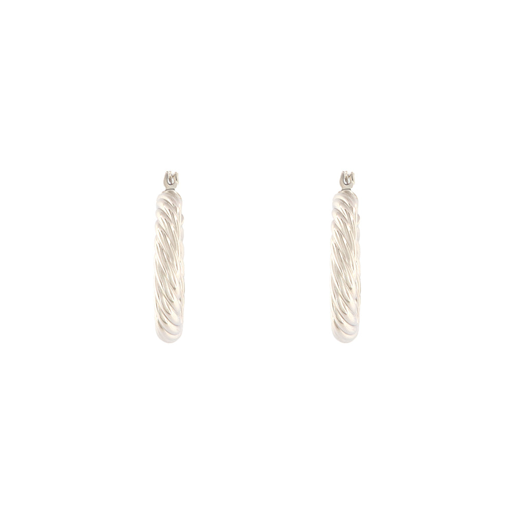 18ct gold White striped hoop earrings