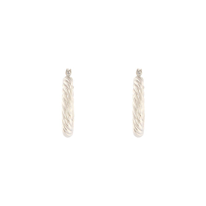 18ct gold White striped hoop earrings