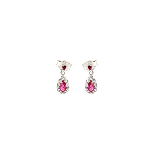 18ct gold Red stone drop earrings