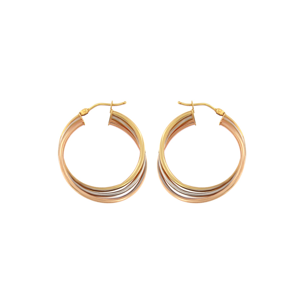 18ct gold Tricolor hoop earrings