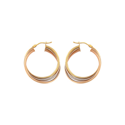 18ct gold Tricolor hoop earrings