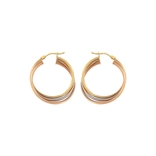 18ct gold Tricolor hoop earrings