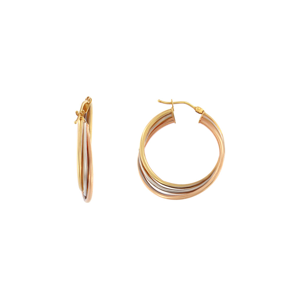 18ct gold Tricolor hoop earrings