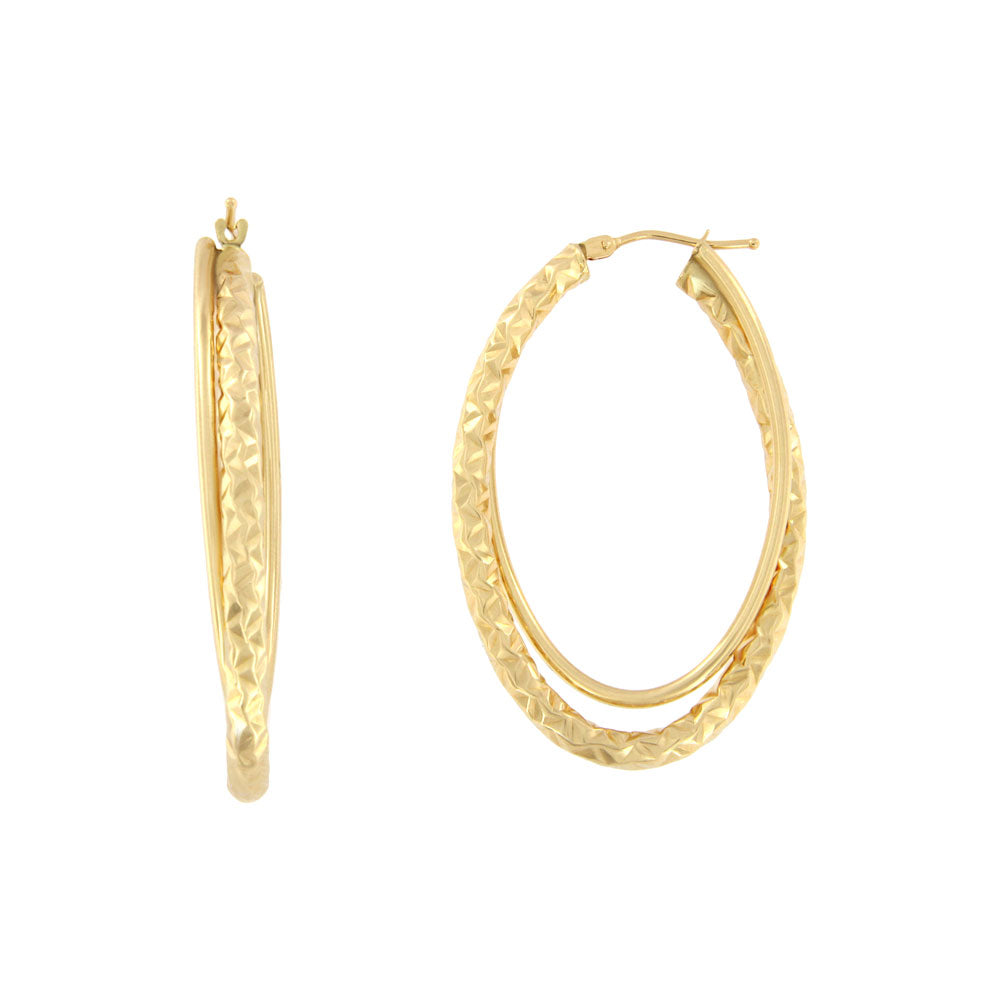 18ct gold Double oval hoop earrings