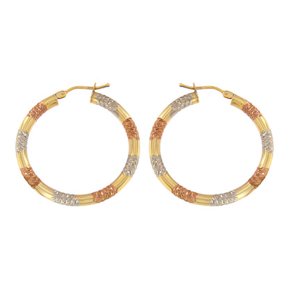 18ct gold Tricolour hoop earrings