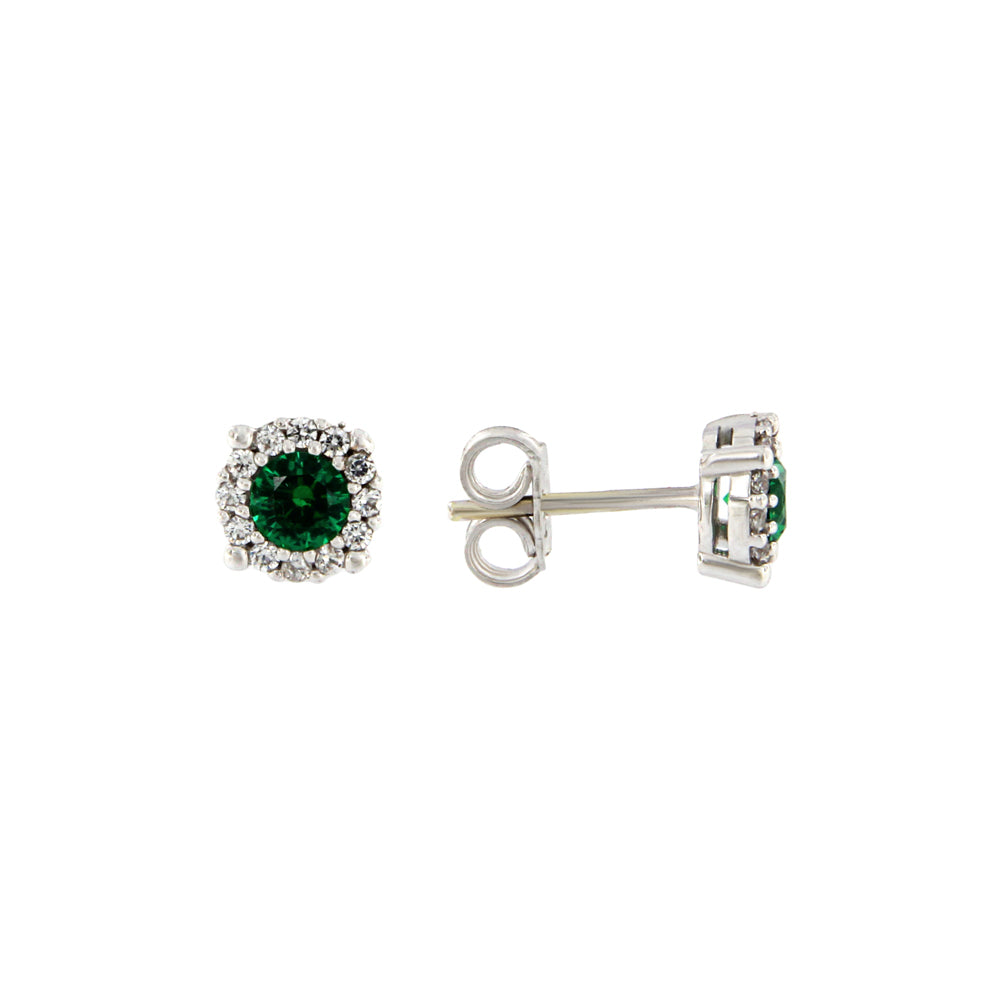 18ct gold Green stone stud earrings