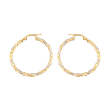 18ct gold Bicolor twisted hoop earrings