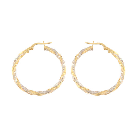 18ct gold Bicolor twisted hoop earrings