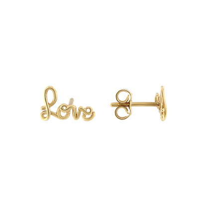 18ct gold Love stud earrings