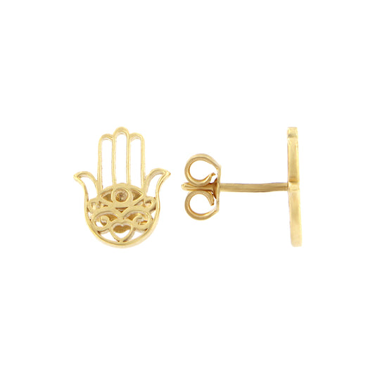 18ct gold Hand of Fatima stud earrings