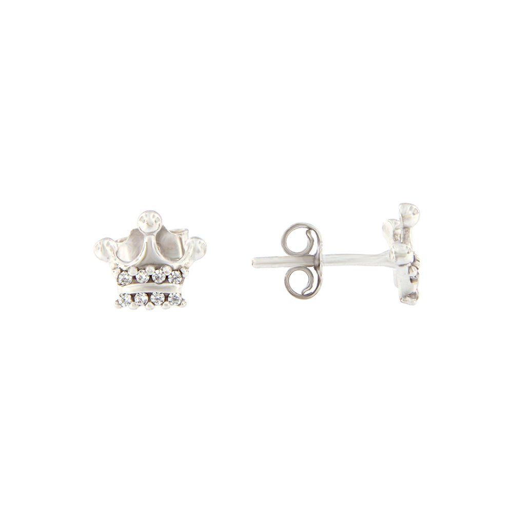 18ct gold White crown stud earrings