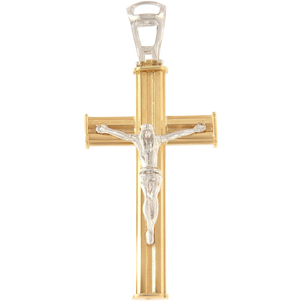 18ct gold Large Cross pendant with white Christ