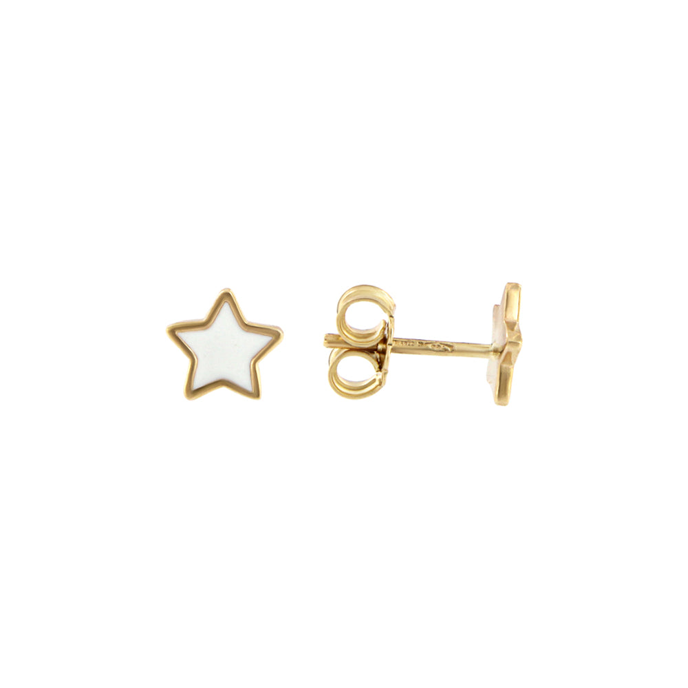 18ct gold Enameled star stud earrings