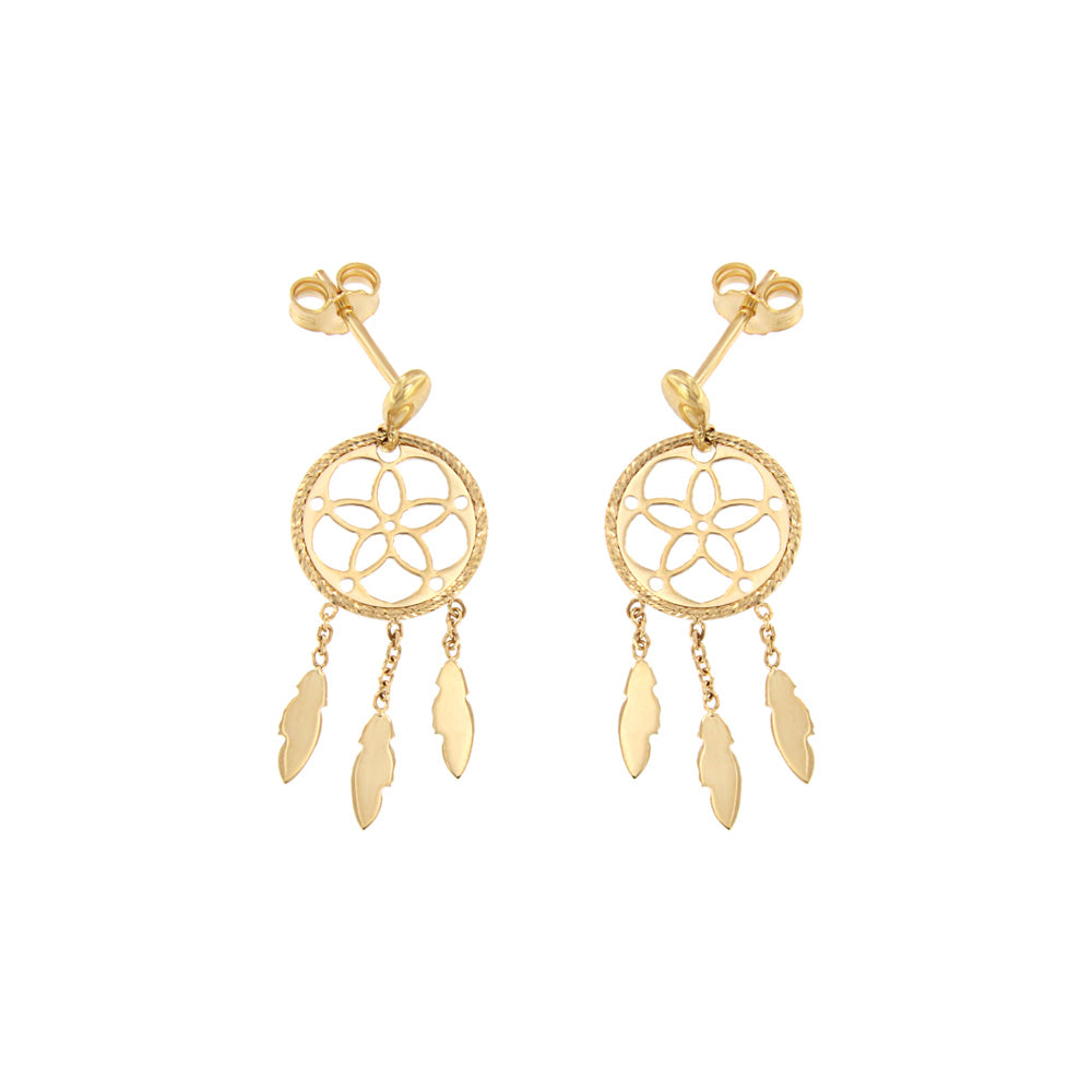 18ct gold Dream catcher drop earrings