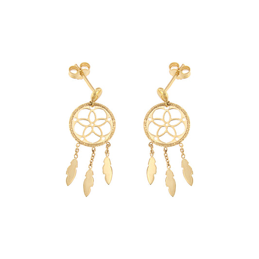 18ct gold Dream catcher drop earrings