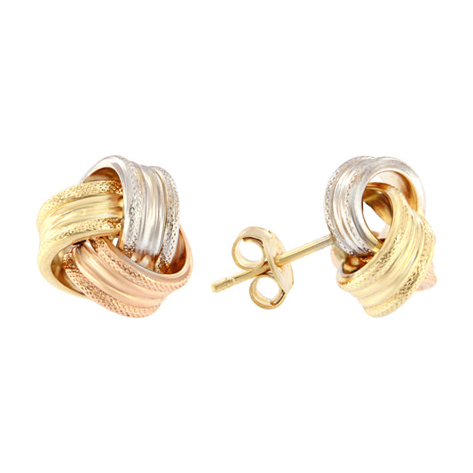 18ct gold Three gold stud earrings