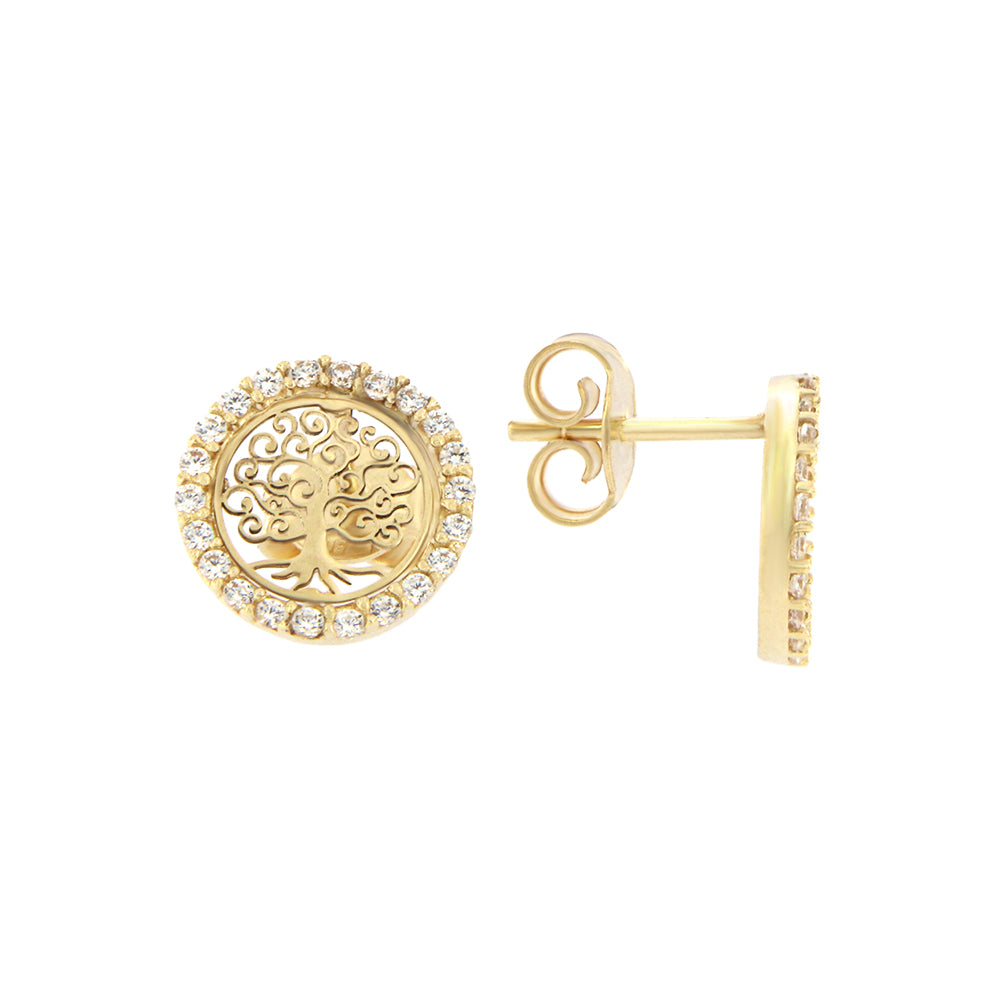 18ct gold Treee of life stud earrings