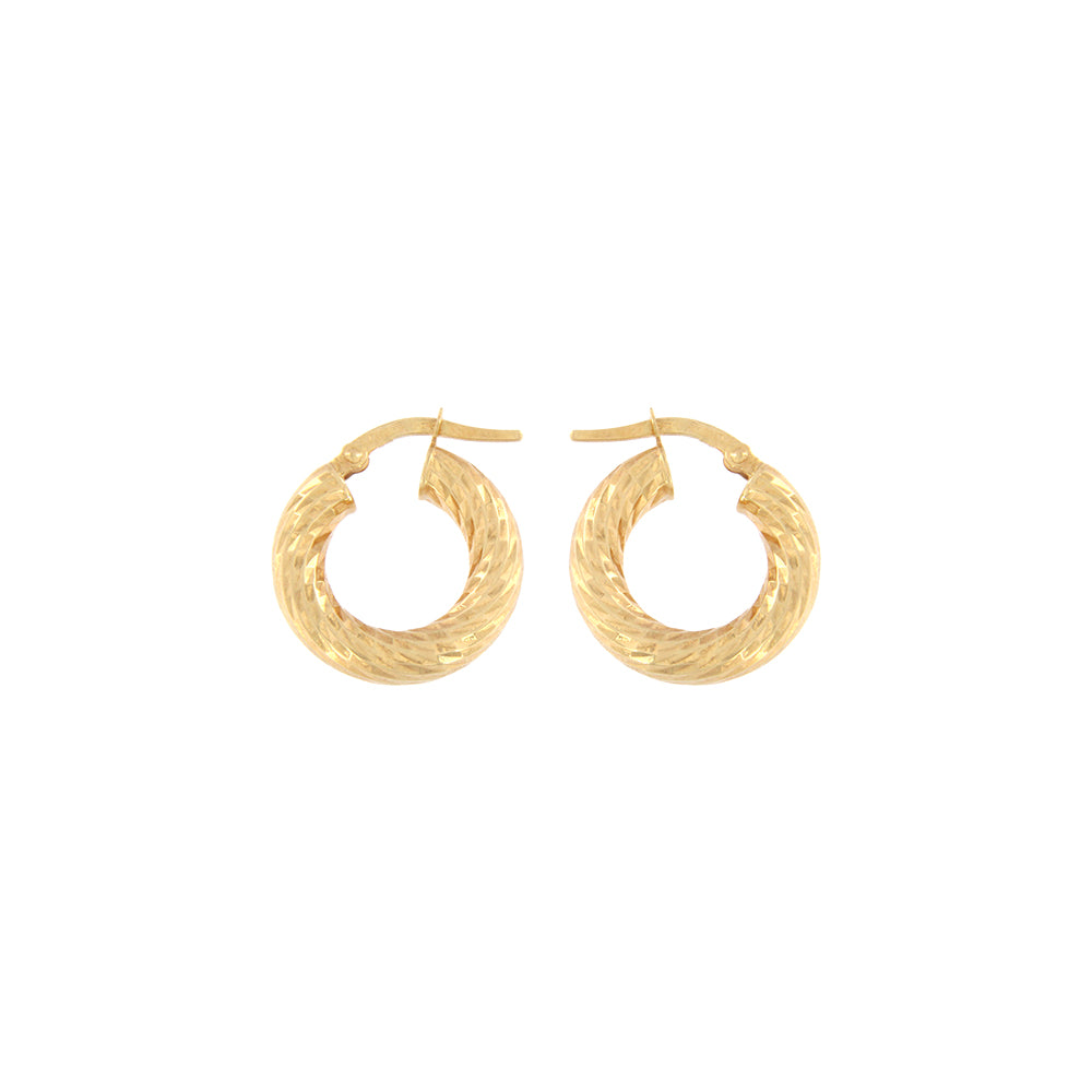 18ct gold Diamond cut twisted hoop earrings