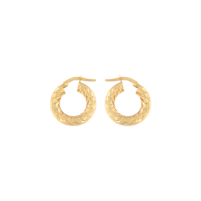 18ct gold Diamond cut twisted hoop earrings