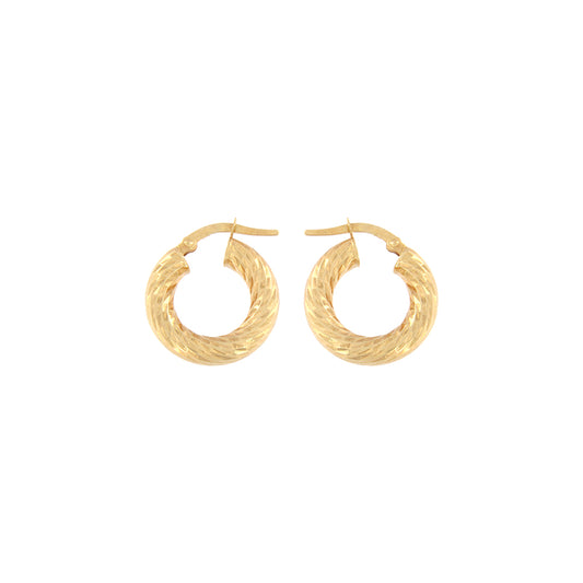 18ct gold Diamond cut twisted hoop earrings