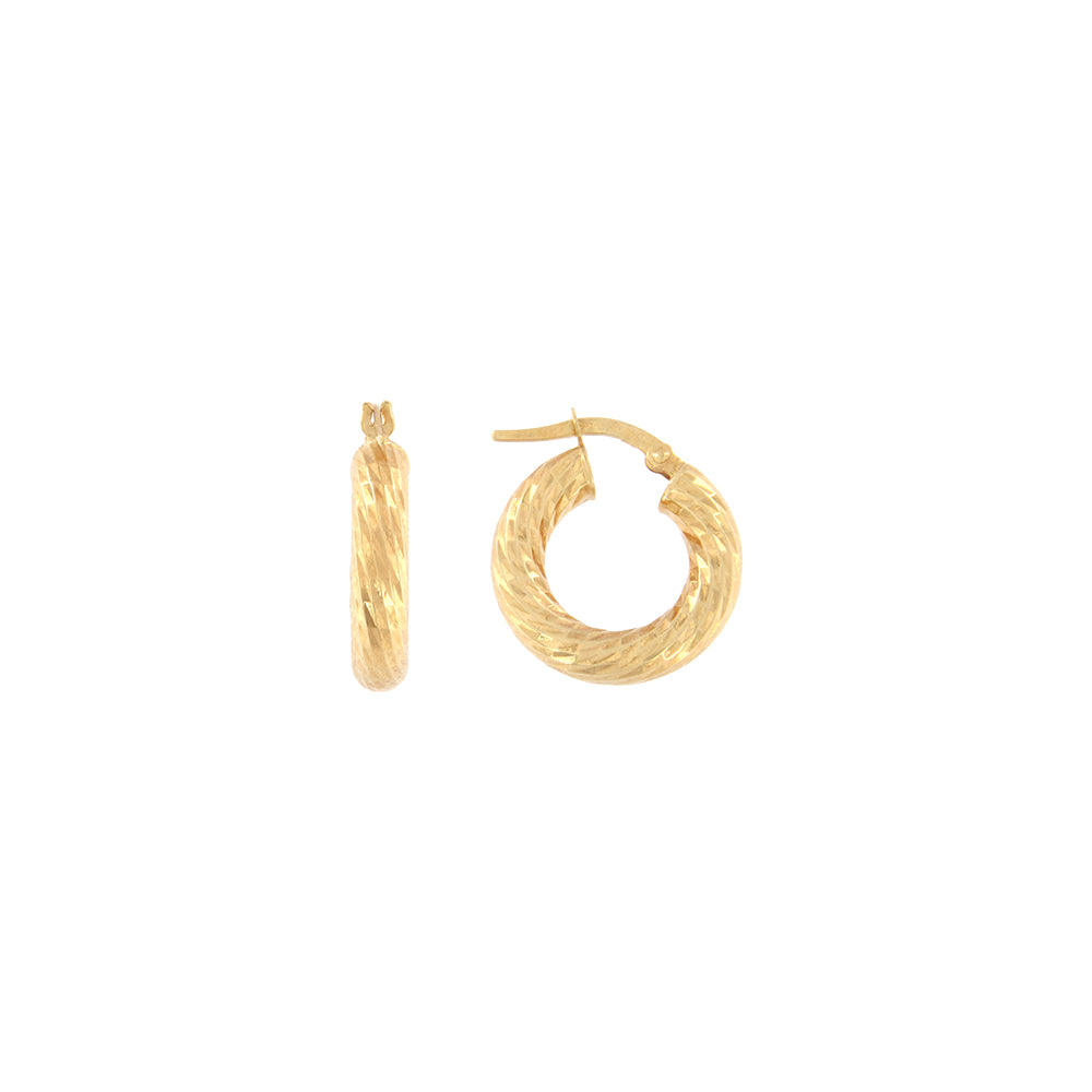 18ct gold Diamond cut twisted hoop earrings