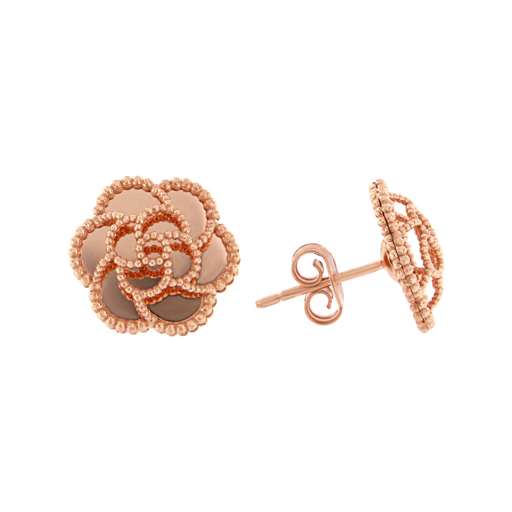 18ct gold Rose gold flower stud earrings