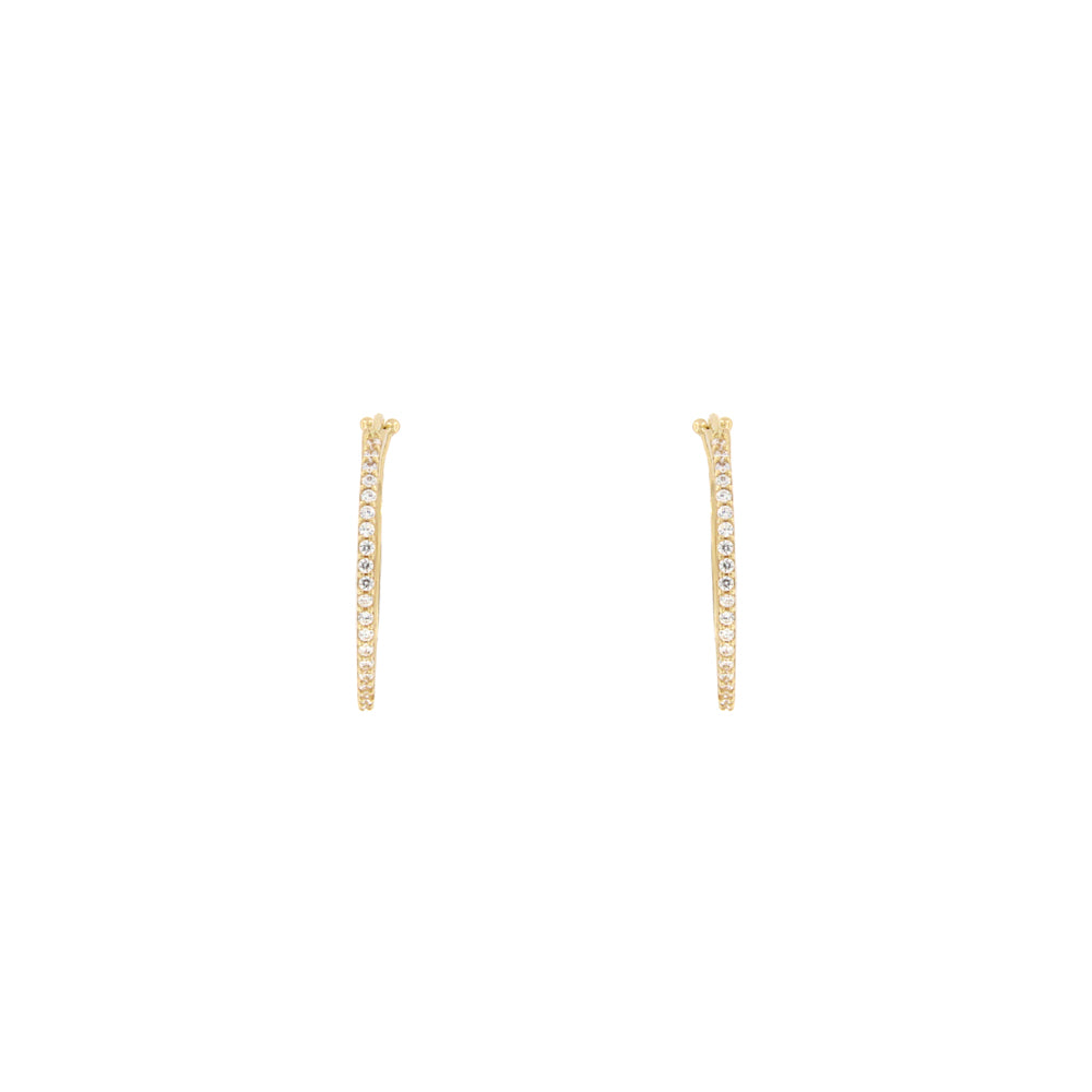 18ct gold Circular hoop earrings with zircon