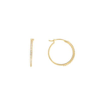 18ct gold Circular hoop earrings with zircon