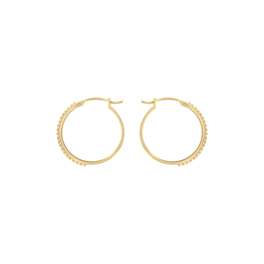 18ct gold Circular hoop earrings with zircon