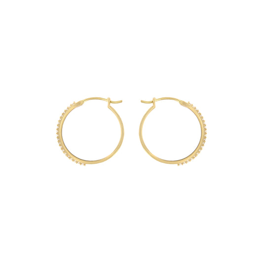 18ct gold Circular hoop earrings with zircon