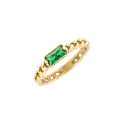 18ct gold Curb Ring with green stone