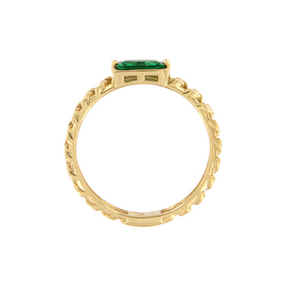 18ct gold Curb Ring with green stone