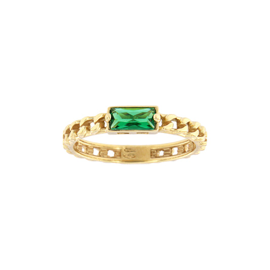 18ct gold Curb Ring with green stone