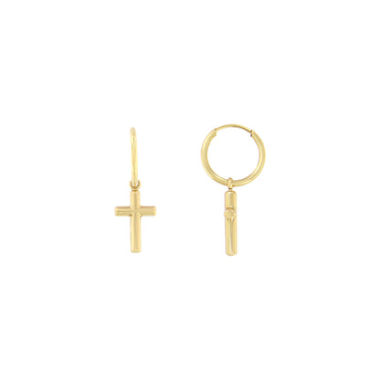 18ct gold Hoop earrings with cross charm