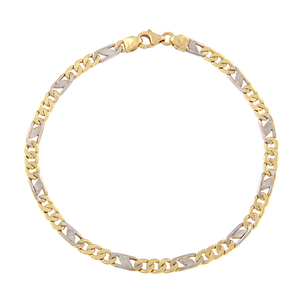 18ct gold Flat traversine bracelet 2 golds