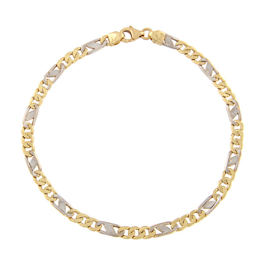 18ct gold Flat traversine bracelet 2 golds